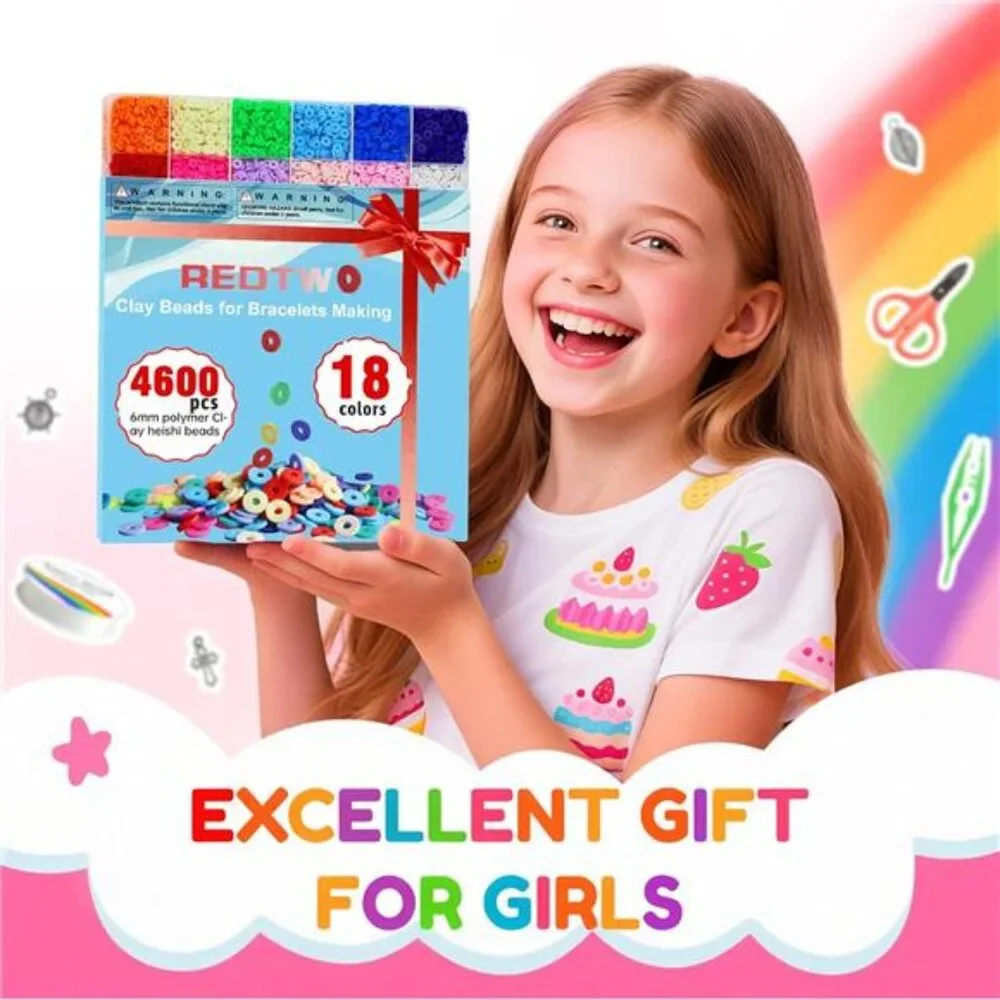 5100 Clay Beads Bracelet Making Kit Flat Preppy Beads for Friendship Bracelets